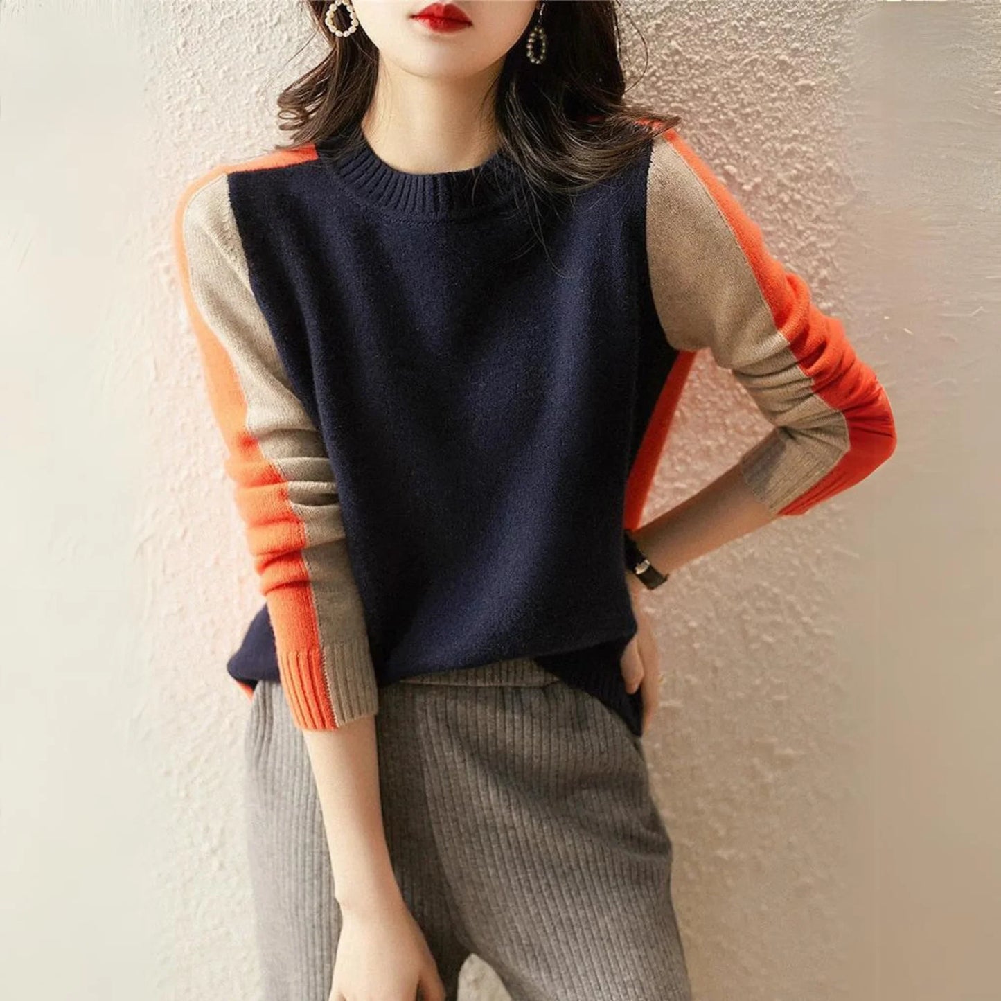 Ebbe - Sweater with Contrast Color