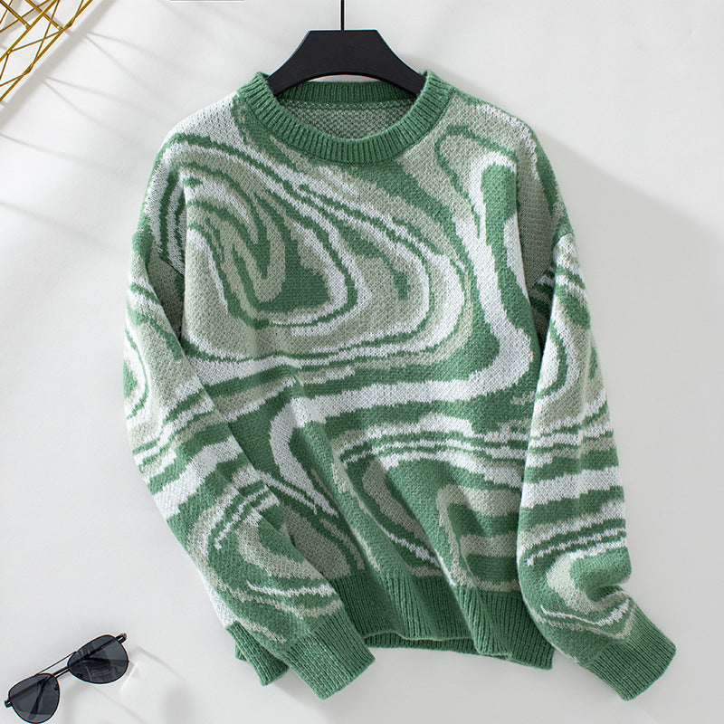 Sigrid – Knit Sweater with Wavy Geometric Pattern