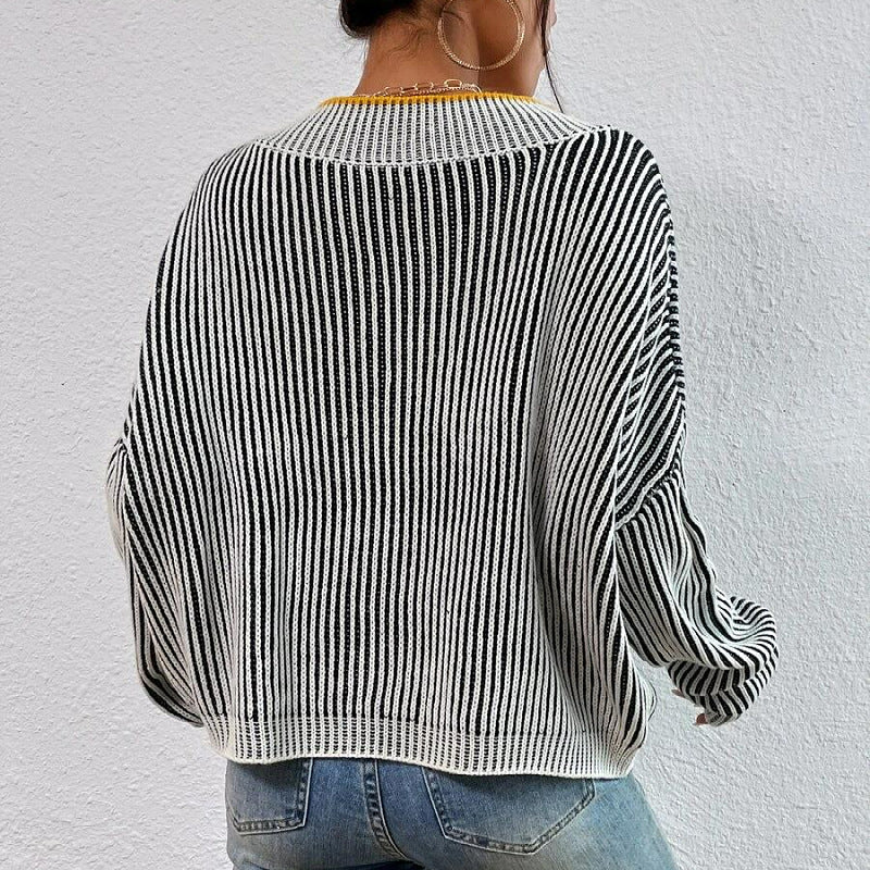 Lina – Striped V-Neck Sweater