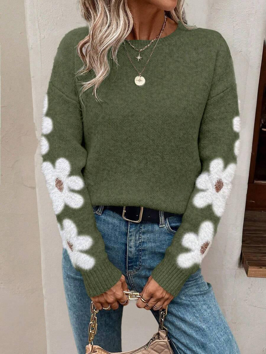Alvhilde – Women's Sweater with Floral Pattern