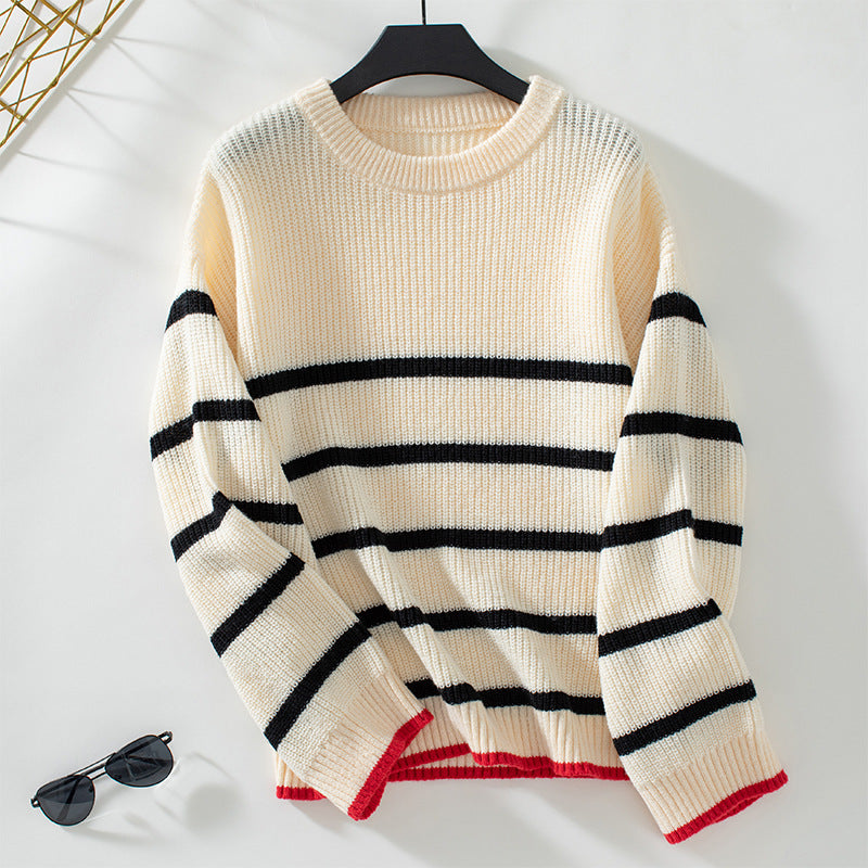 Mierdeva - Cozy Knit Sweater with Round Neck