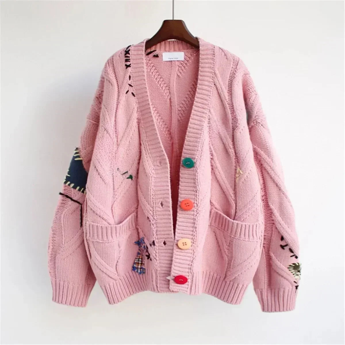 Vigdis - Patchwork Sweater with Embroidery