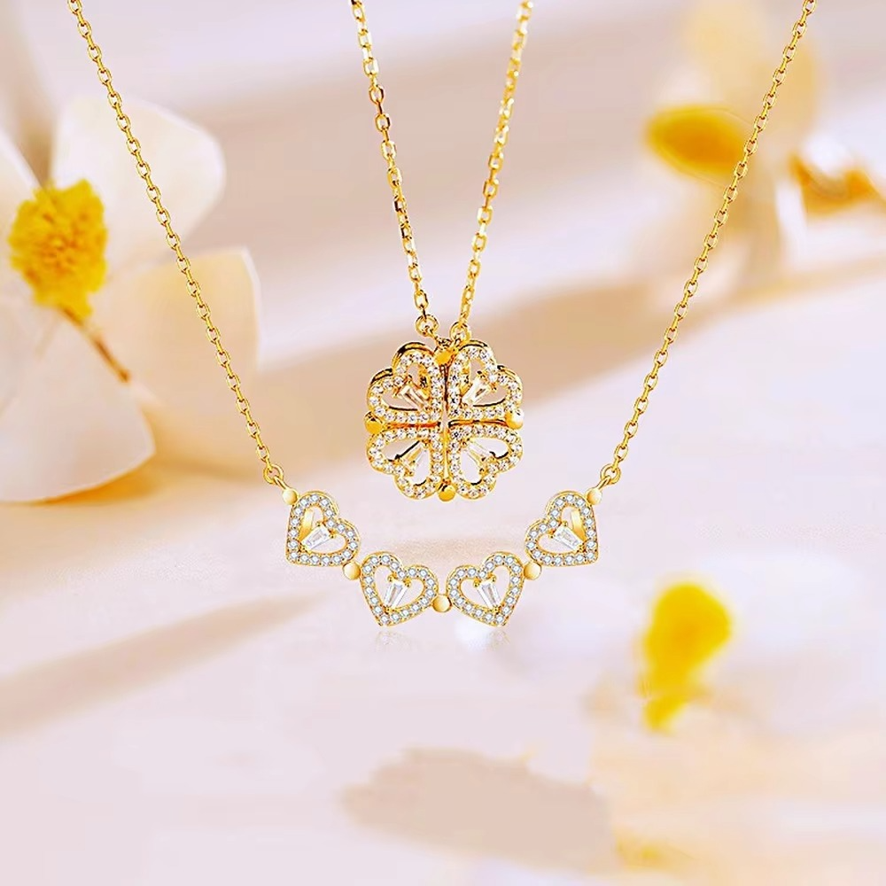 Celesta Clover Heart Pendant Necklace