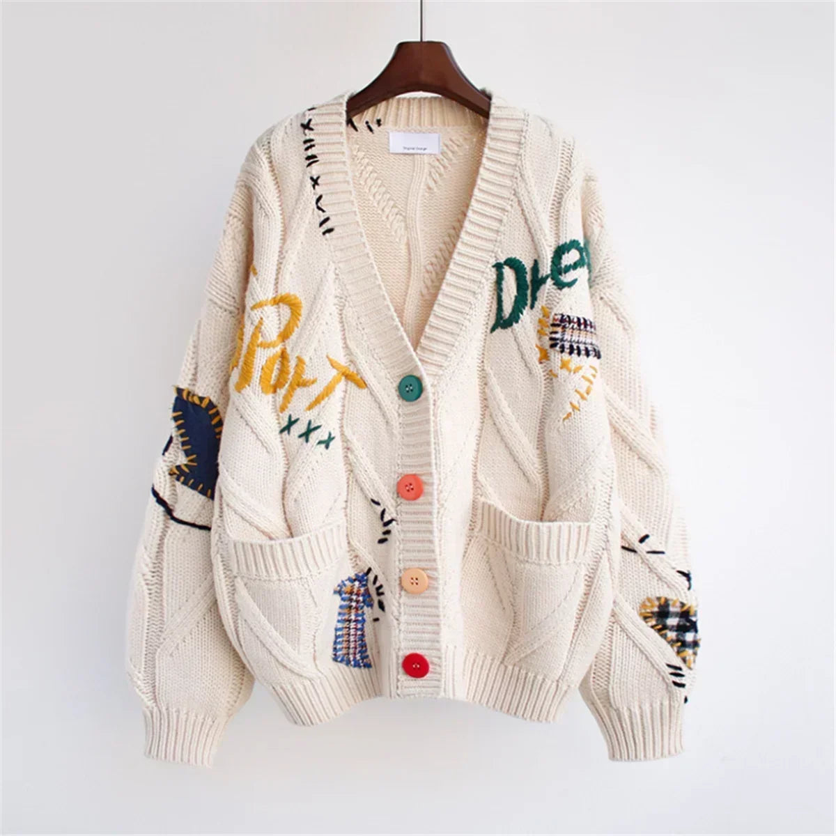 Vigdis - Patchwork Sweater with Embroidery