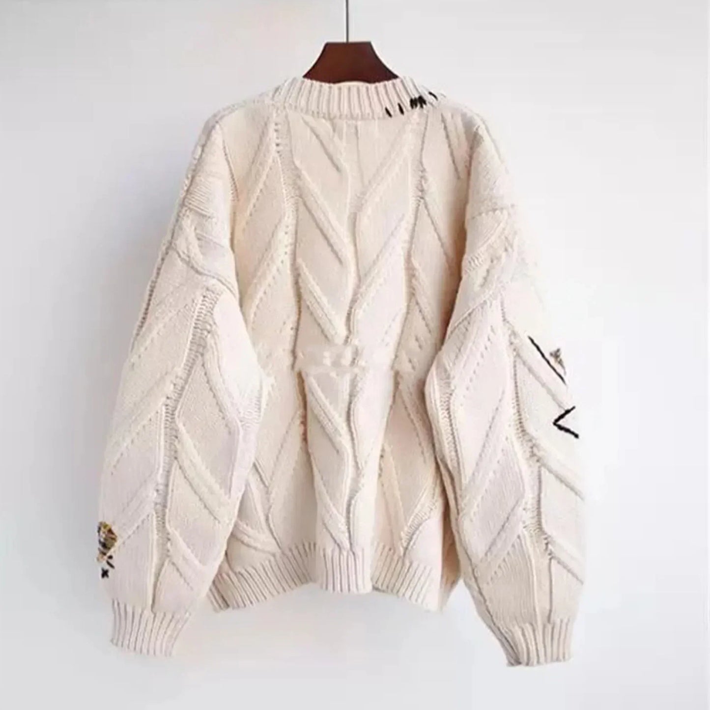 Vigdis - Patchwork Sweater with Embroidery