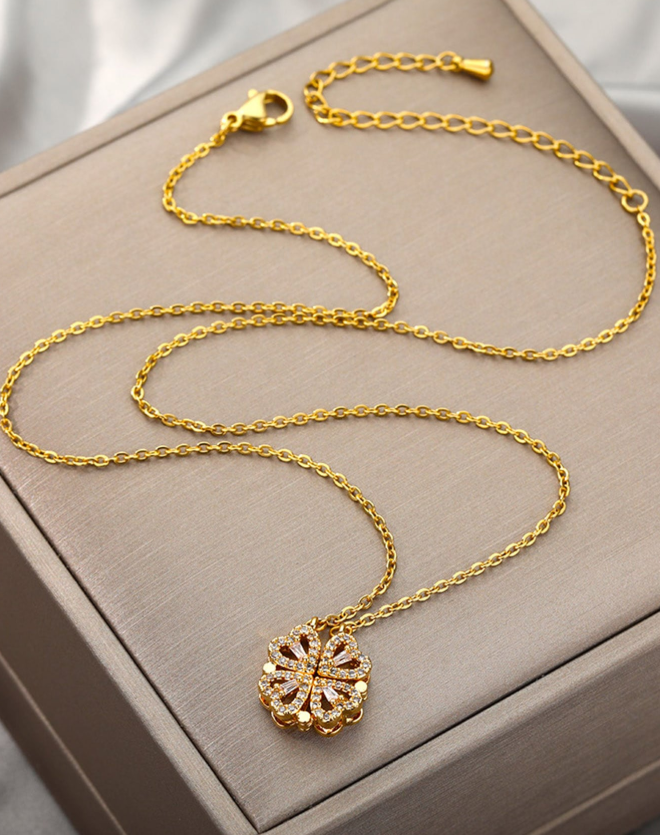Celesta Clover Heart Pendant Necklace