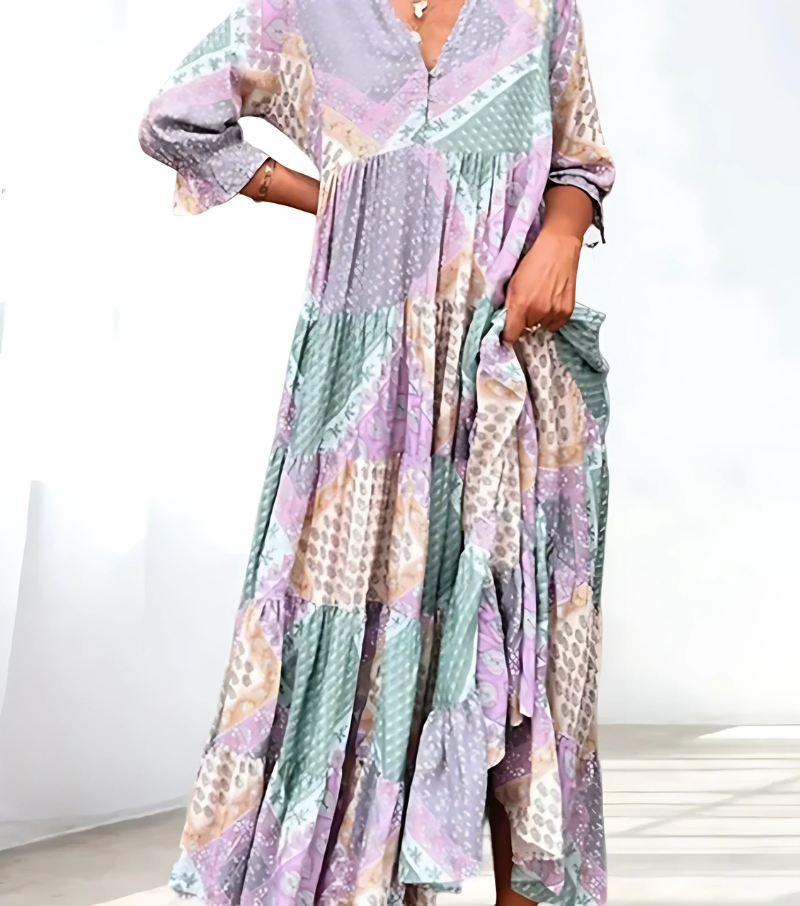 Arah - Vintage Bohemian Tiered Maxi Dress