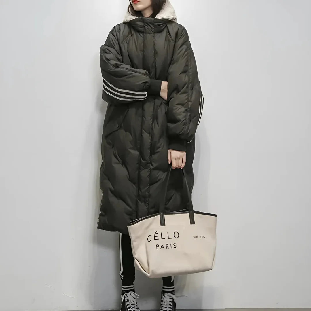 Rena - Medium length jacket with thicker duck down and hood