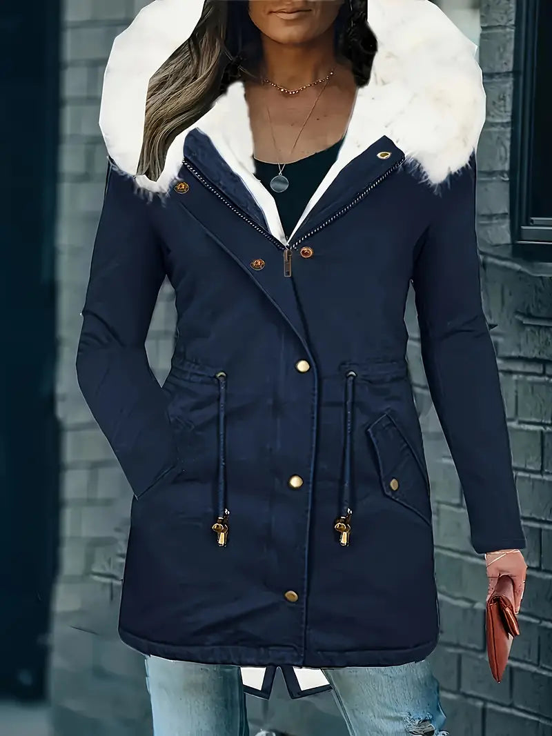 Åshild - Fuzzy Trim Hooded Parka Coat