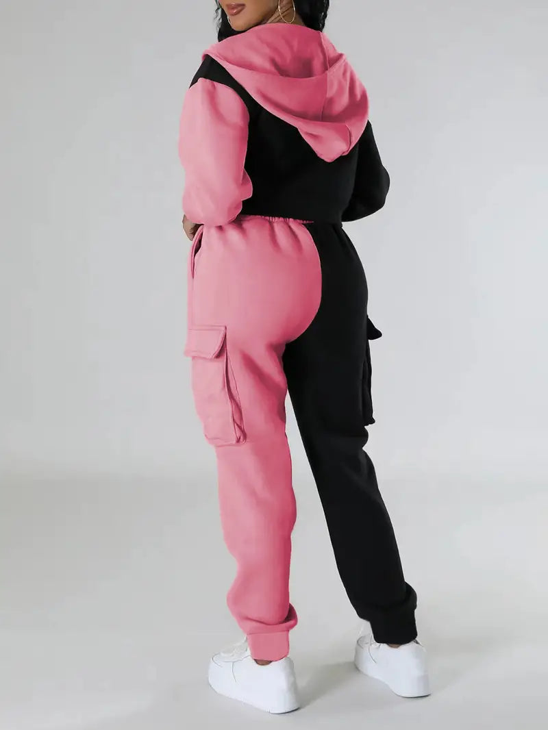 Włodzimira - Color Block Casual Two-Piece Set