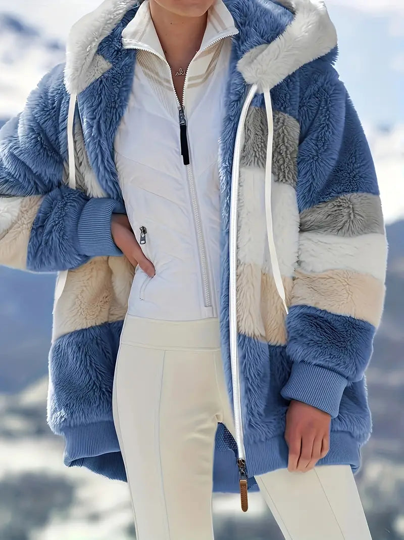 Elina - Color Block Teddy Jacket