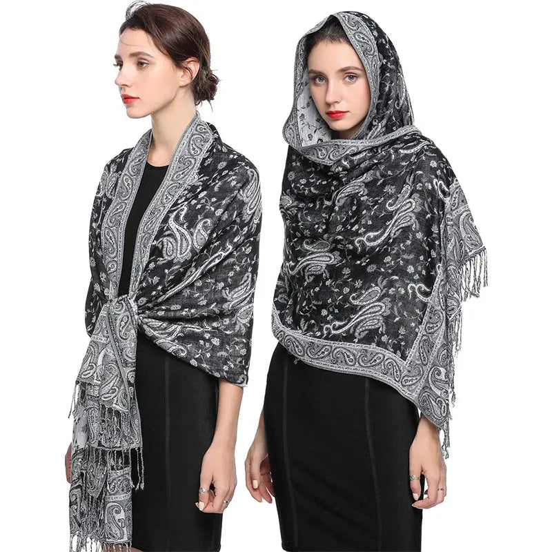 Luna-2025 Embroidered Cashmere Pashmina Shawl – Warm, Stylish & Elegant