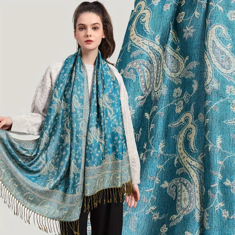 Anna - Thick Pashmina Cashmere Jacquard Scarf