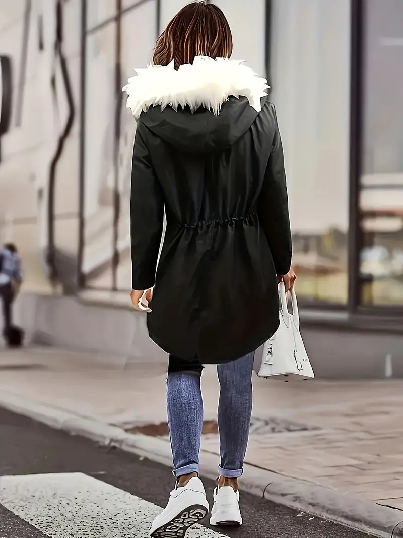 Åshild - Fuzzy Trim Hooded Parka Coat