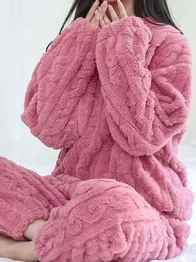 Strzeżymira - Fuzzy Casual Set with Sweater and Pants
