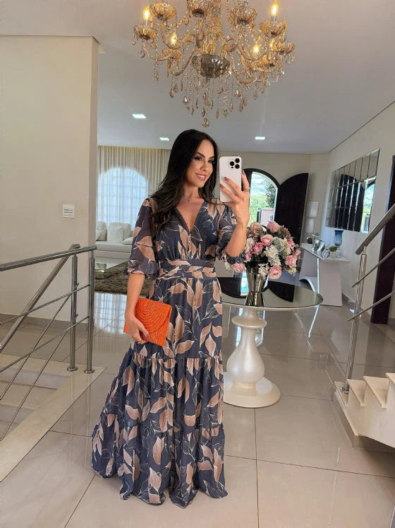 CLAUDIA | Floral Maxi Dress with Comfortable Fit for Elegant Days