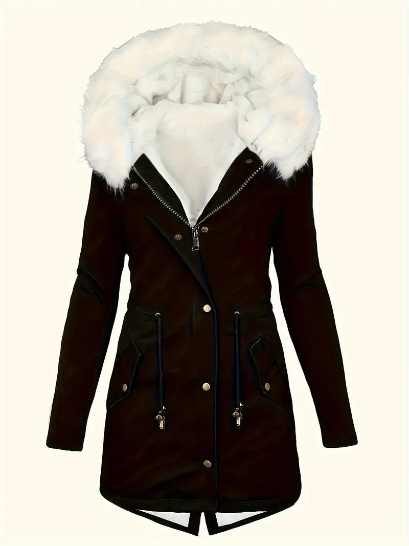 Åshild - Fuzzy Trim Hooded Parka Coat