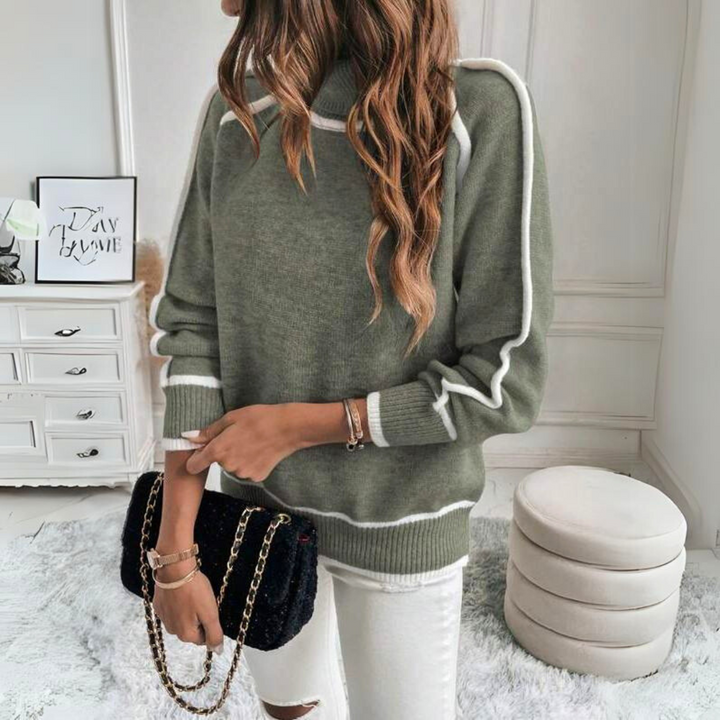 EVELYN - LUXE OLIVE GREEN KNIT SWEATER
