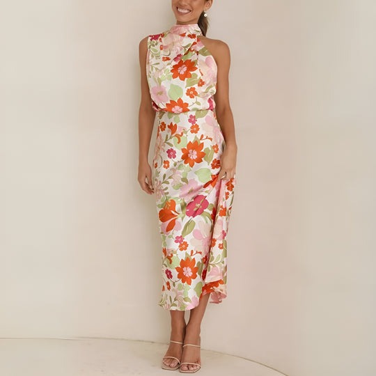 KENZY - FLORAL SATIN WOMEN'S DRESS