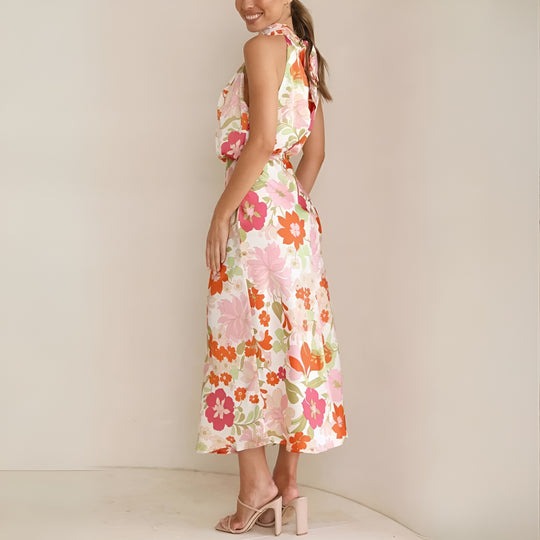 KENZY - FLORAL SATIN WOMEN'S DRESS