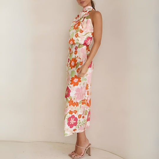 KENZY - FLORAL SATIN WOMEN'S DRESS