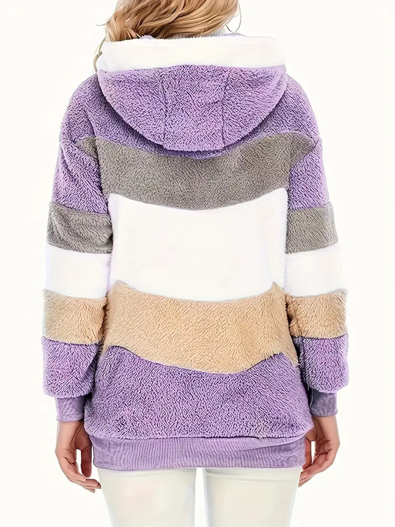 Elina - Color Block Teddy Jacket