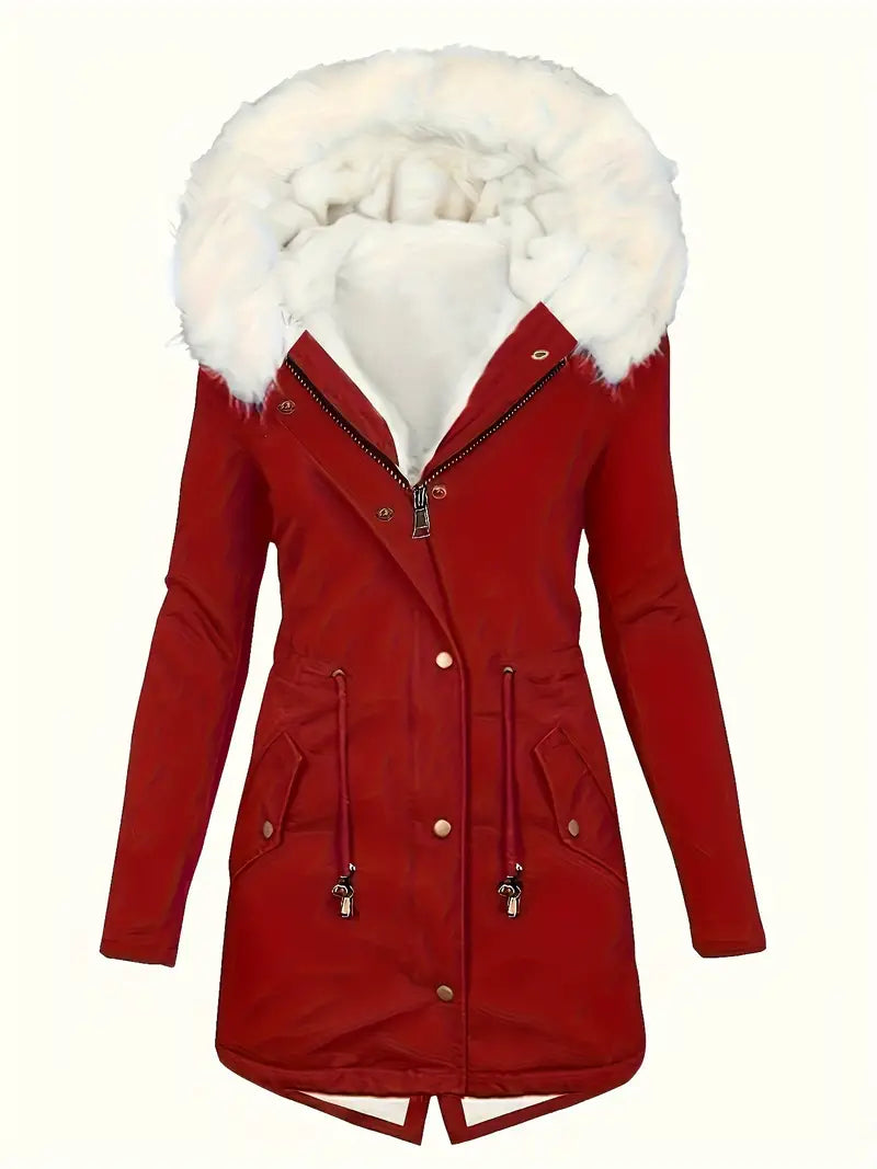Åshild - Fuzzy Trim Hooded Parka Coat