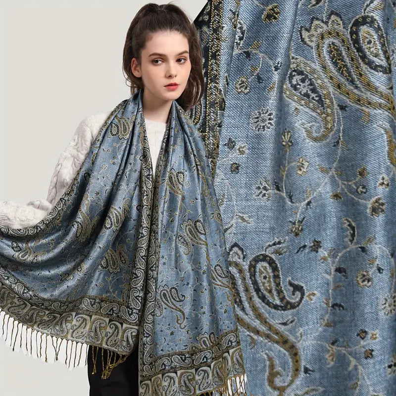 Anna - Thick Pashmina Cashmere Jacquard Scarf