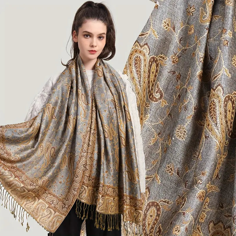 Anna - Thick Pashmina Cashmere Jacquard Scarf