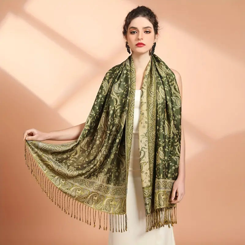 Anna - Thick Pashmina Cashmere Jacquard Scarf