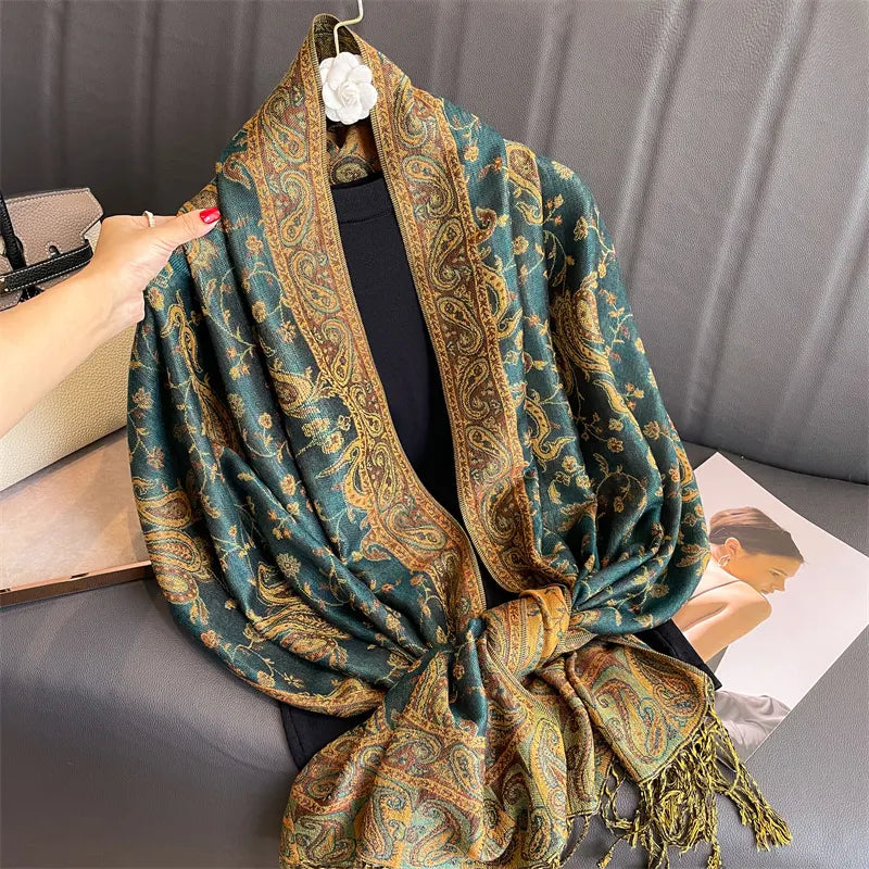 Luna-2025 Embroidered Cashmere Pashmina Shawl – Warm, Stylish & Elegant