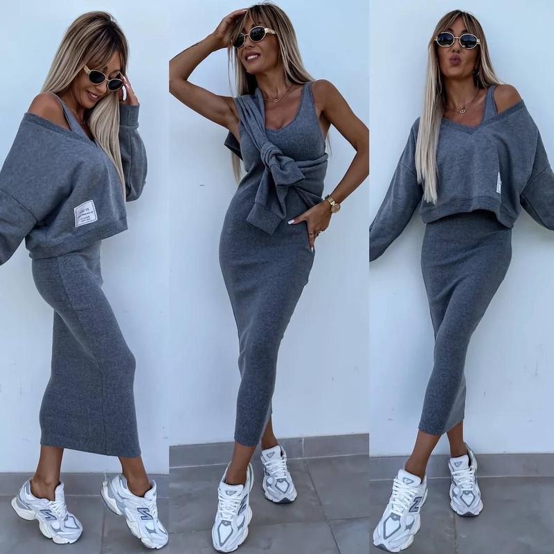 Aglaé – Bold & Elegant Midi Dress with Oversized Sweatshirt