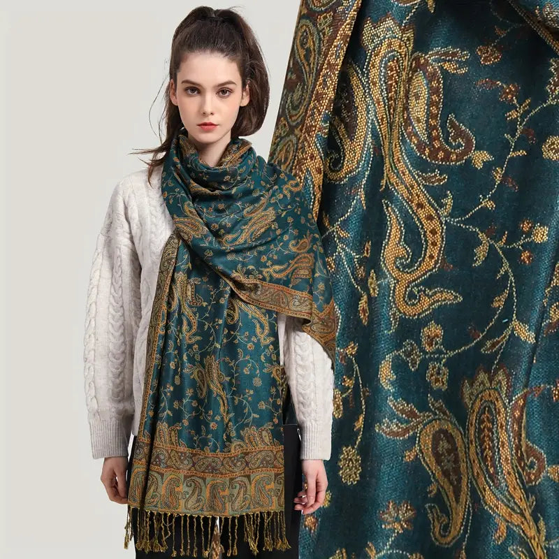 Anna - Thick Pashmina Cashmere Jacquard Scarf