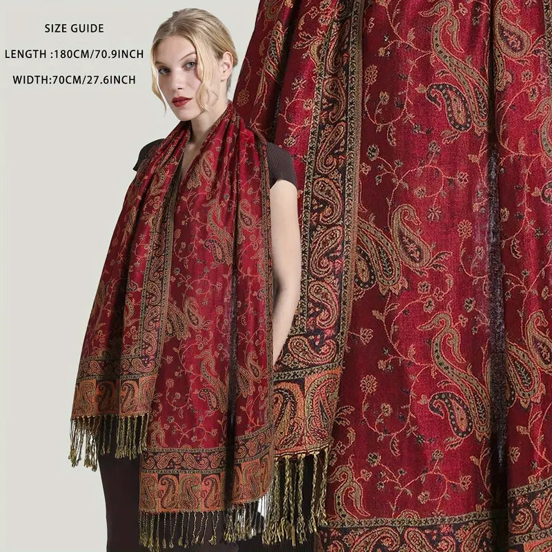 Anna - Thick Pashmina Cashmere Jacquard Scarf