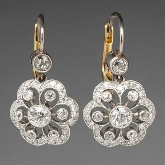 Aelys – Vintage Floral Diamond Earrings