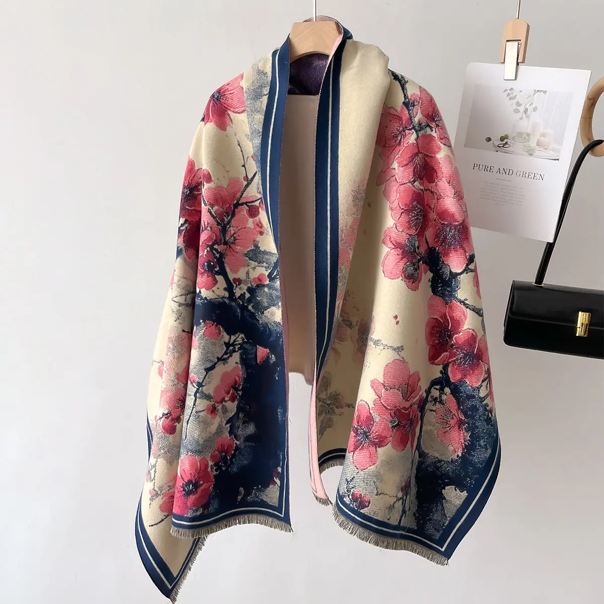 Jeanne - Vintage Peach Blossom Scarf | Elegant & Warm Autumn Winter Wrap