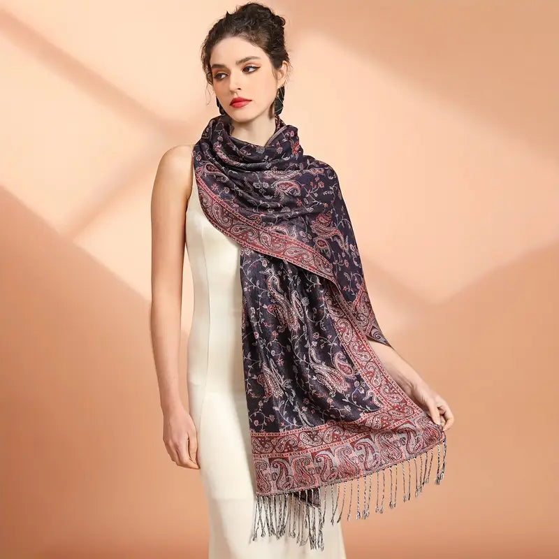 Anna - Thick Pashmina Cashmere Jacquard Scarf