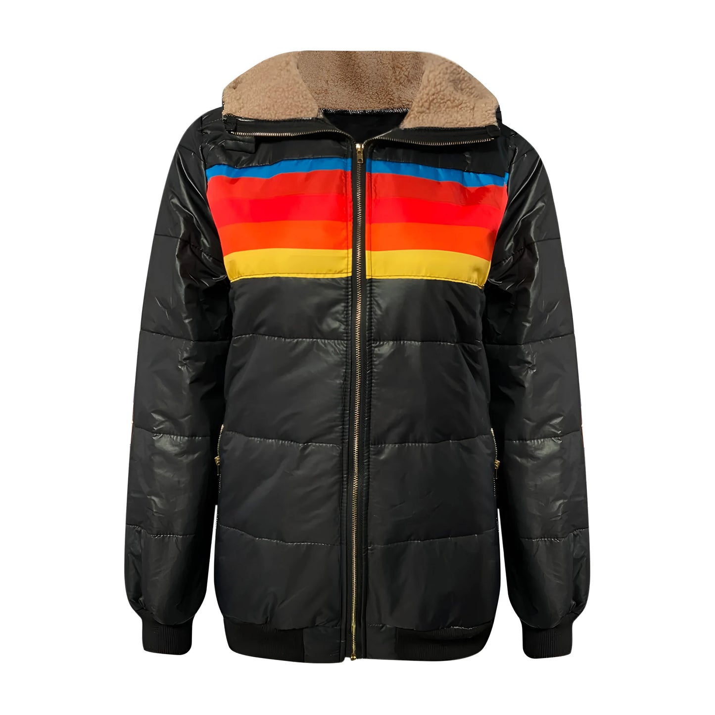 Leana – Sporty Striped Puffer Hoodie