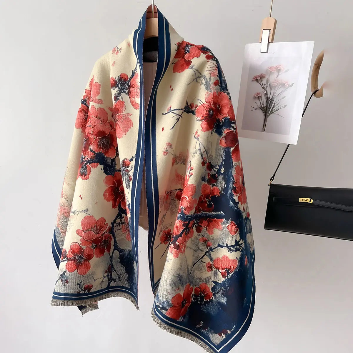 Jeanne - Vintage Peach Blossom Scarf | Elegant & Warm Autumn Winter Wrap