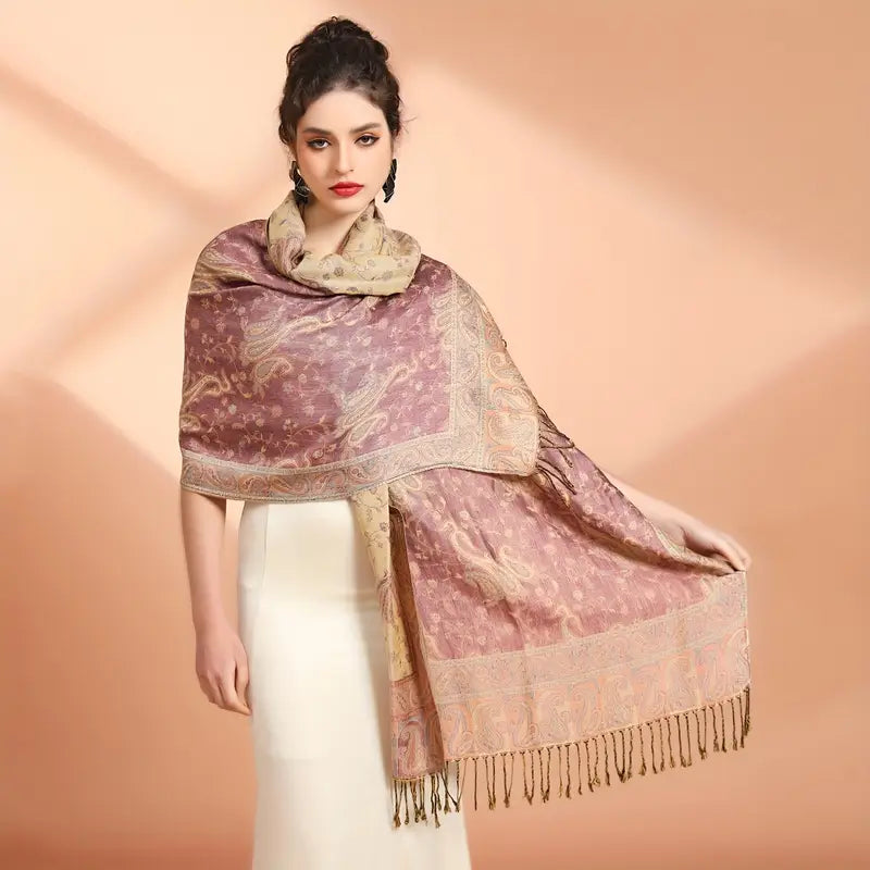 Anna - Thick Pashmina Cashmere Jacquard Scarf