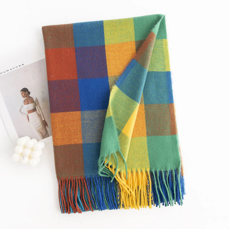 "Anais - Women's Vibrant Fringed Scarf in Bold, Eye-Catching Colors"