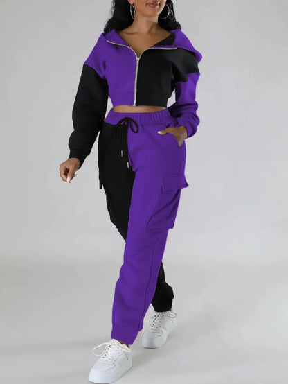 Włodzimira - Color Block Casual Two-Piece Set