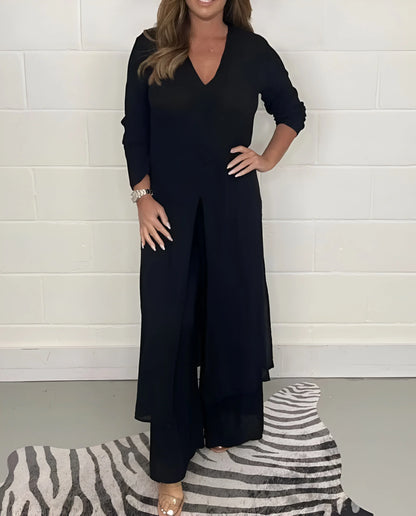Philomène - Flowy Two-Piece Blouse and Trousers Set