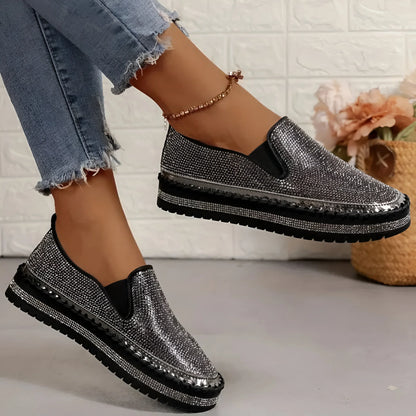 Marcelline – Rhinestone Platform Slip-On Sneakers
