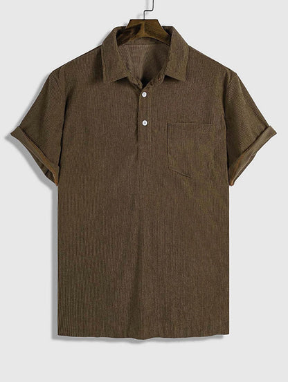 Yves - Men's Short Sleeve Corduroy Polo Shirt