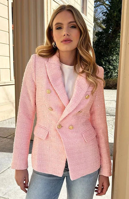 Vienna Luxe Tweed Double-Breasted Blazer