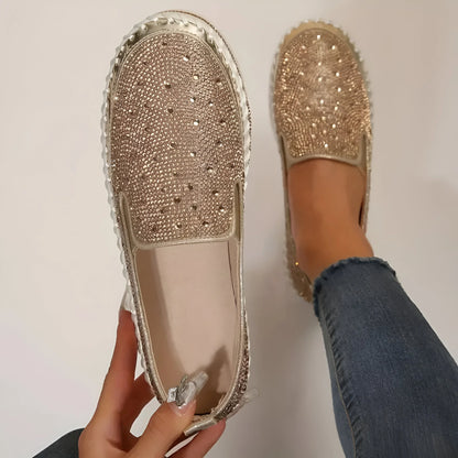 Marcelline – Rhinestone Platform Slip-On Sneakers