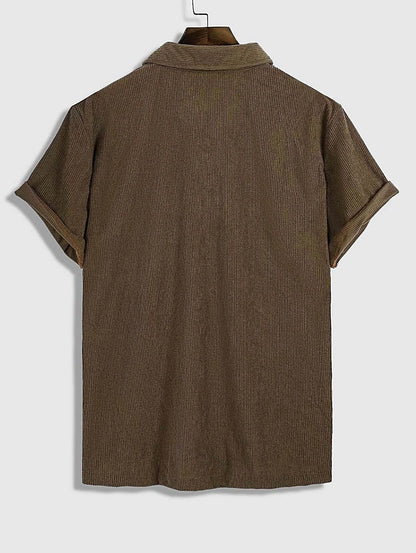 Yves - Men's Short Sleeve Corduroy Polo Shirt