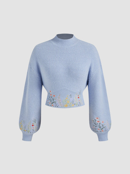 Éloïse – Embroidered Knit Crop Sweater