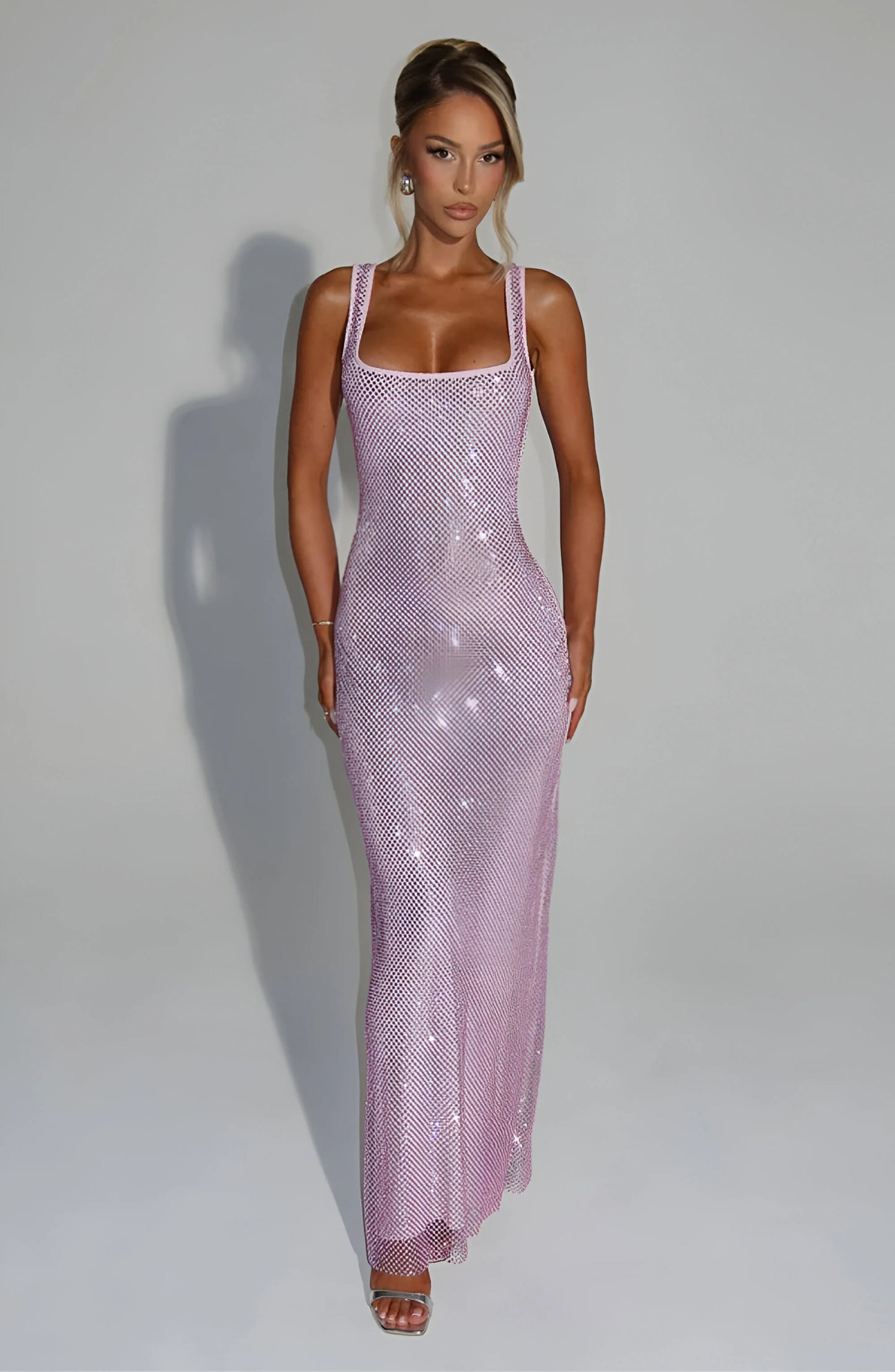 Celestia Sparkle Mesh Maxi Dress